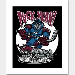 Puck Yeah Bigfoot Hockey Player Mascot Posters and Art